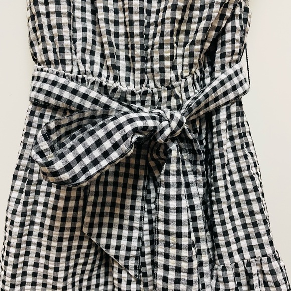 Vineyard Vines Sz 2 Black & White Gingham One Shoulder Dress Tie Back CUTE! - Picture 5 of 9